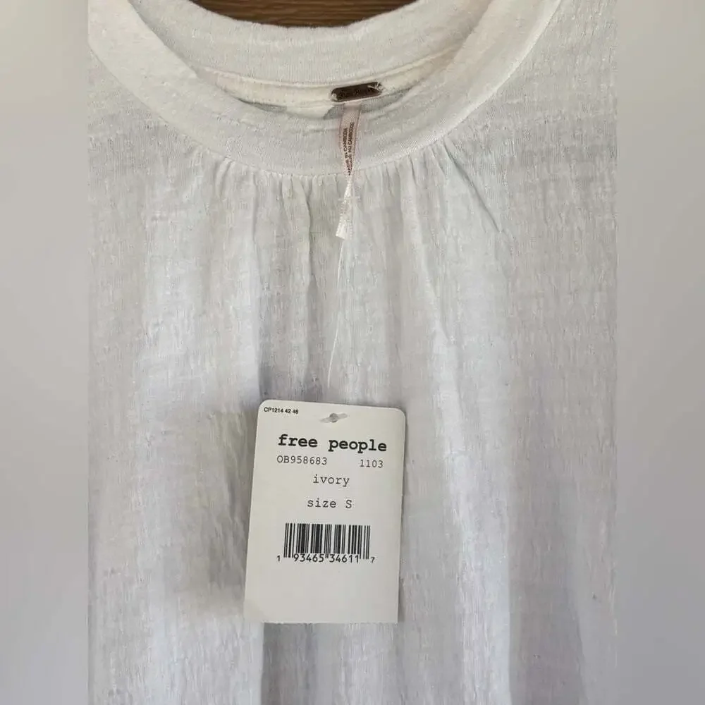 Free People NWT “Right on Time” Tiered Sleeveless Tank in Ivory Sz S
